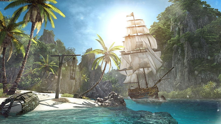 galleon ship illustration, Assassin's Creed, Assassin's Creed IV: Black Flag