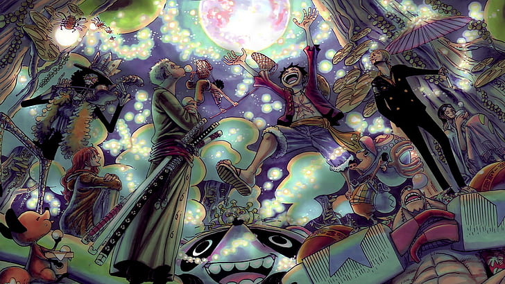 Anime, One Piece, Brook (One Piece), Franky (One Piece), Monkey D. Luffy, HD wallpaper
