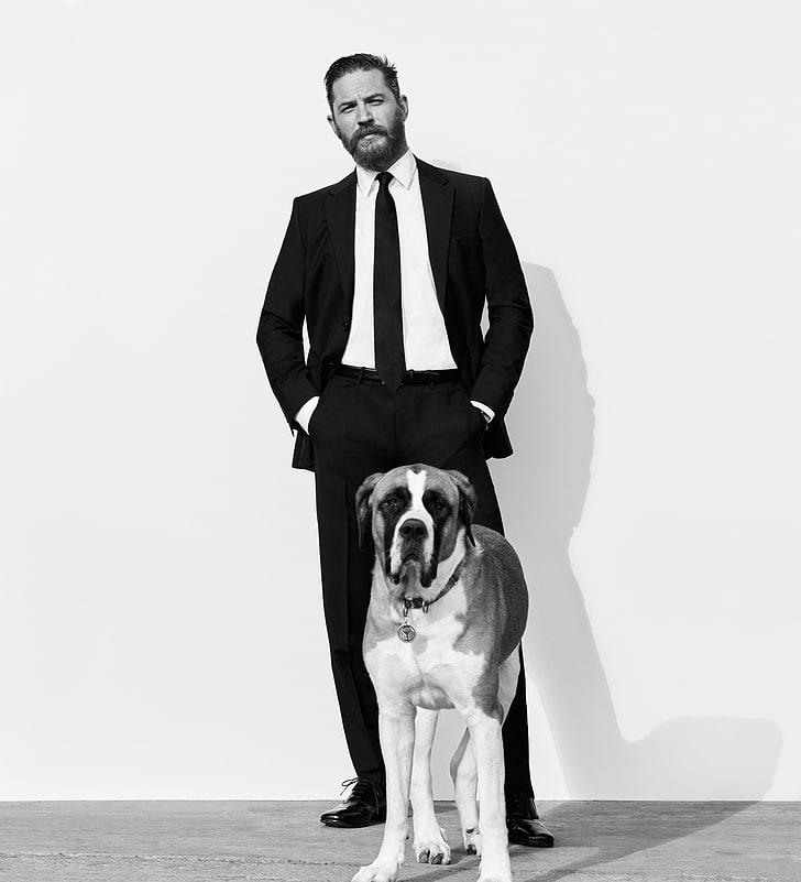 HD wallpaper: Tom Hardy, monochrome, dog, mammal, one animal, canine, pets  | Wallpaper Flare