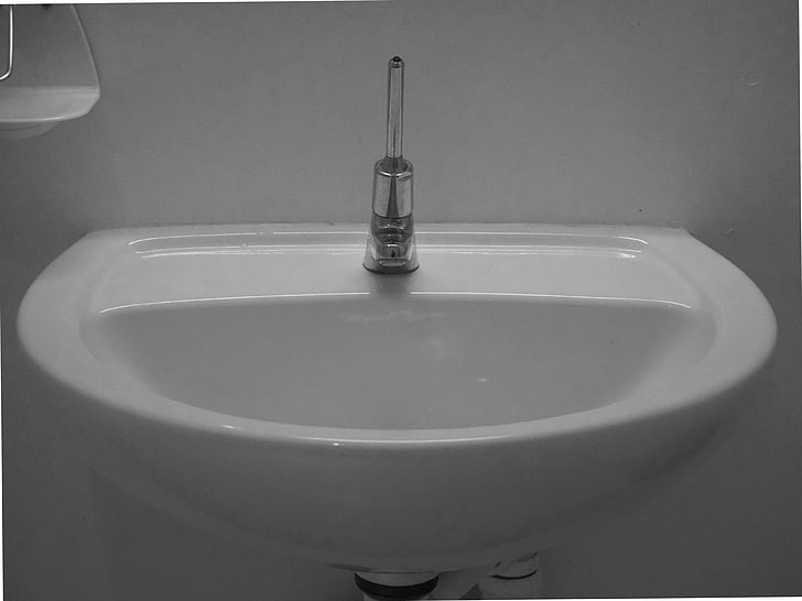 hygiene, lavabo, noir et blanc, principal, sanitaire, bathroom, HD wallpaper