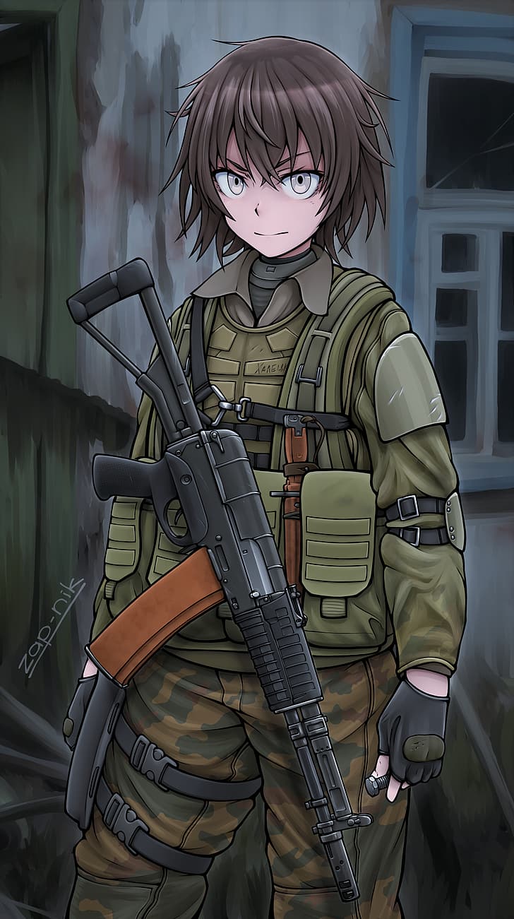 HD wallpaper: anime girls, military, portrait display, weapon | Wallpaper  Flare