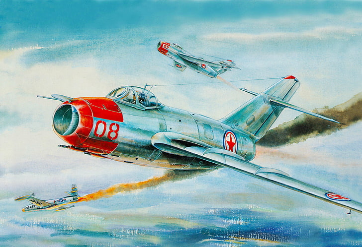 gray and red fighter jet wallpaper, The sky, Figure, War, Flight, HD wallpaper