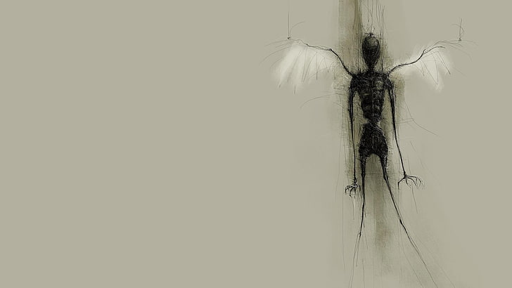 black monster digital wallpaper, death, wings, dark fantasy, fantasy art, HD wallpaper