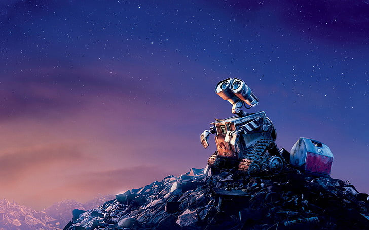 WALL·E, animated movies, stars, night, star - space, one person, HD wallpaper