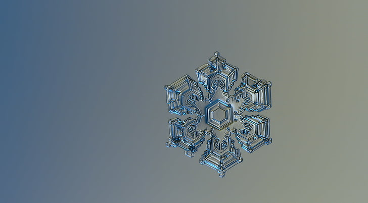 Snowflake Close Up, Aero, Macro, Full, Blue, Beautiful, Winter, HD wallpaper
