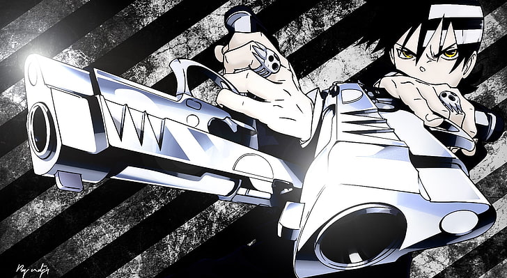 Death the Kid HD Wallpaper, male anime character holding gun illustration