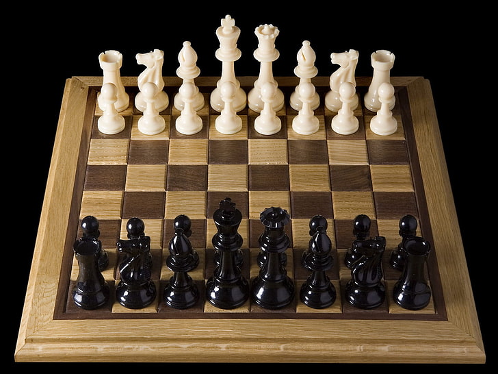 chess board game, party, figures, black, white, strategy, leisure Games, HD wallpaper