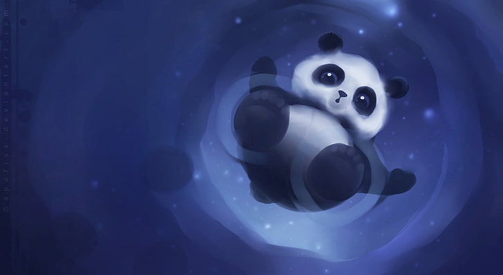 Panda Walking On Water, panda clip art, Artistic, Fantasy, Beautiful