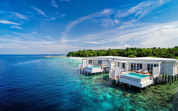 Amilla Fushi Exclusive Resort Solid Houses Pool Terrace Overlooking The Sea  Indian Ocean Maldives Photo Wallpaper Hd 3840×2400