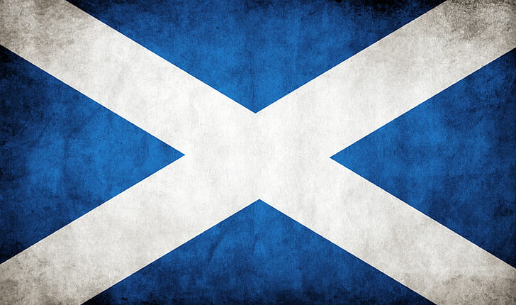 flag, Scotland, blue, grunge, white