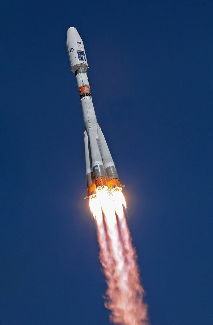 roscosmos, Soyuz, blue, transportation, air vehicle, no people