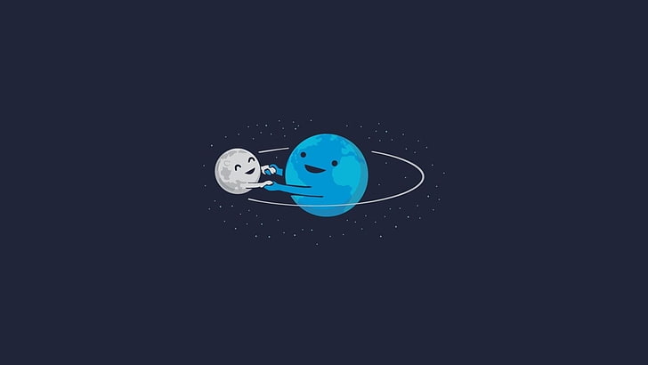 two planet illustrations, minimalism, simple background, space, HD wallpaper