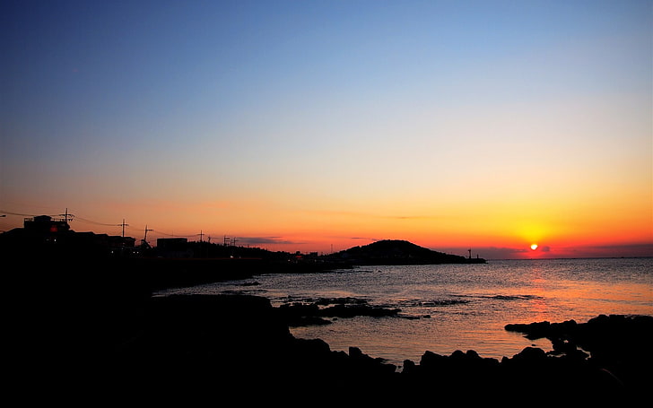 Korea Jeju Island travel scenery Wallpaper 13, sky, sunset, water