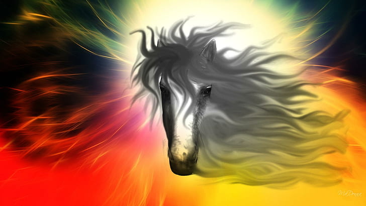 Mystic Horse, mythical, firefox persona, flame, mystical, bright, HD wallpaper