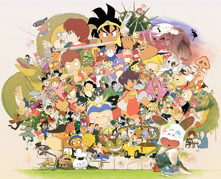 Anime, Crossover, Detective Conan, Digimon, Dragon Ball, Hunter x Hunter, HD wallpaper