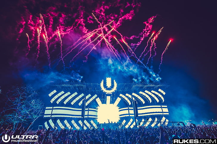 HD wallpaper: Ultra Music Festival, Rukes, stages, lights, photography,  fireworks | Wallpaper Flare