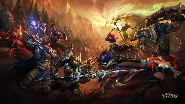 League of Legends poster, video games, large group of people