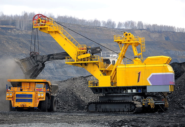 Russia, excavator, quarry, loading, ЭКГ32Р, mining equipment, HD wallpaper