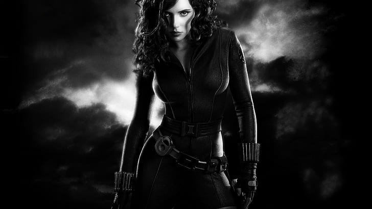 HD wallpaper: Iron man 2 Black widow, grayscale photo of woman in suit,  black and white | Wallpaper Flare