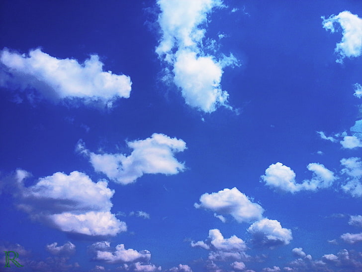 blue sky, nature, clouds, cloud - sky, cloudscape, beauty in nature, HD wallpaper