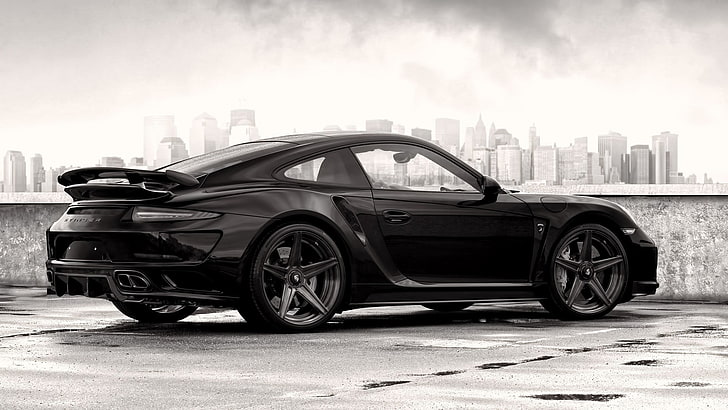 black coupe, car, Porsche, transportation, mode of transportation, HD wallpaper