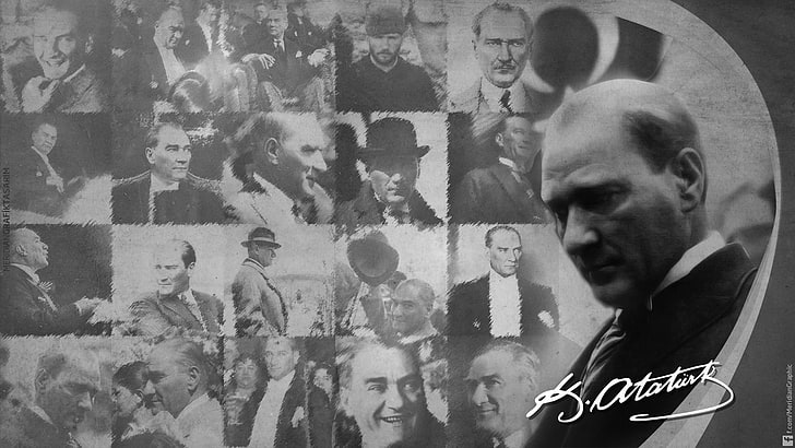 Mustafa Kemal Atatürk, men, monochrome, portrait, people, lifestyles