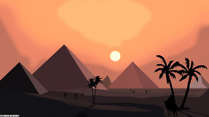Egypt, vector, simple, pyramid, simplicity, vector graphics, HD wallpaper