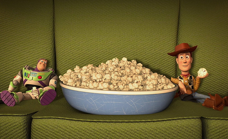Toy Story HD Wallpaper, two Sheriff Woody and Light Buzzyear toys