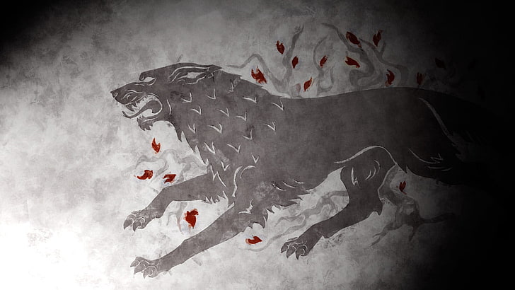 silhouette of 4-legged animal, Game of Thrones, House Stark, Direwolf, HD wallpaper