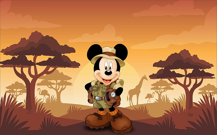 HD wallpaper: Mickey Mouse Cartoon Safari Sunset Hd Wallpaper 3840×2400,  representation | Wallpaper Flare