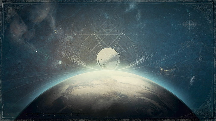 earth poster, space, Sun, Destiny (video game), astronomy, star - space