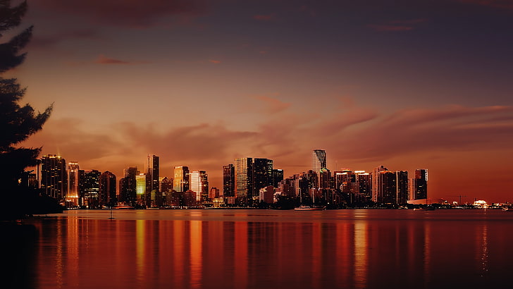 city, USA, Miami, cityscape, clouds, building exterior, architecture, HD wallpaper