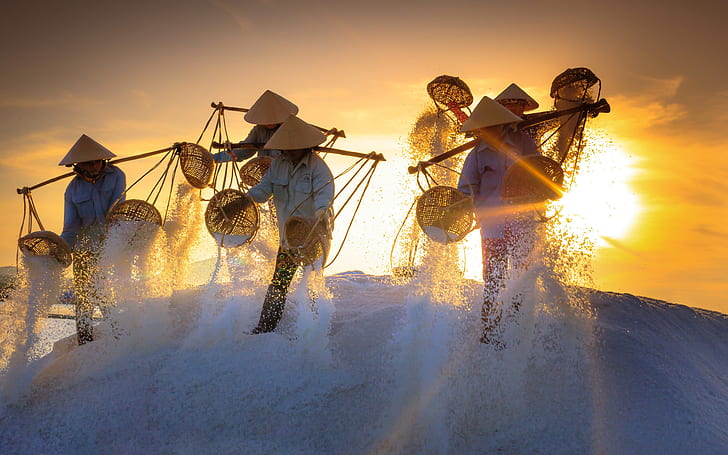 HD wallpaper: sunset, people, Vietnam, salt | Wallpaper Flare