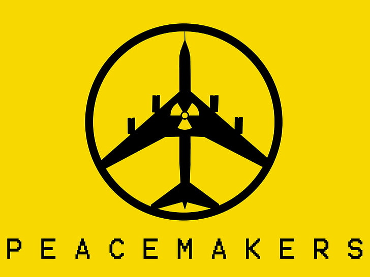 peace, war, nuclear, Bomber, yellow background, minimalism