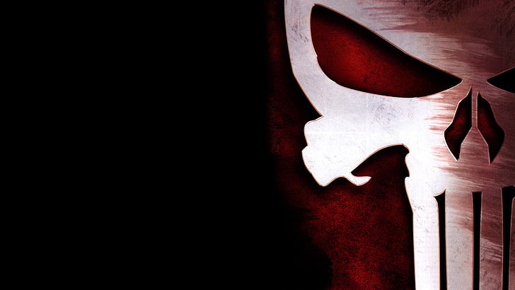 Punisher wallpaper, The Punisher, logo, skull, black background