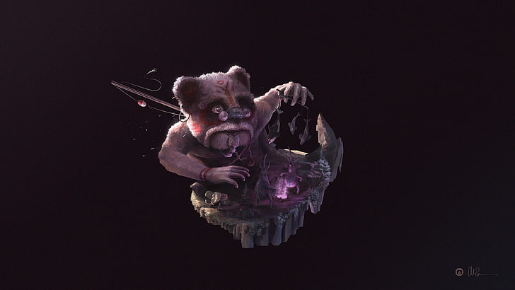 brown bear illustration, Desktopography, teddy bears, digital art, HD wallpaper