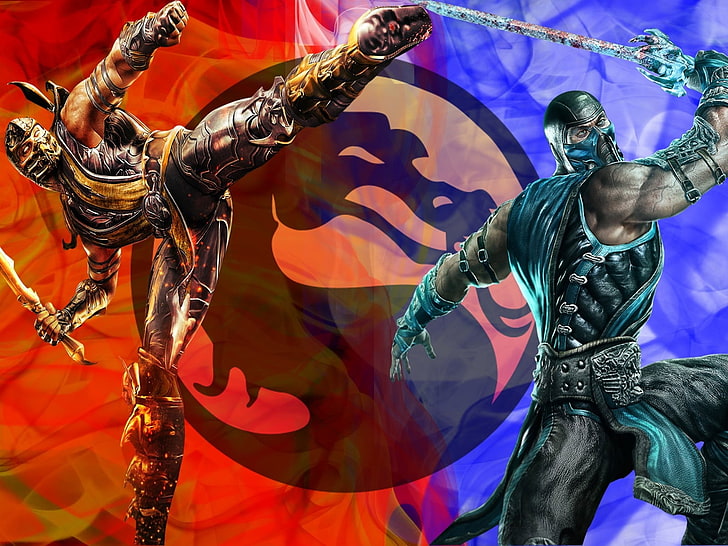 Mortal Kombat Scorpion Vs Sub Zero digital wallpaper, battle