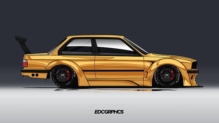 EDC Graphics, BMW M3 E30, render, German cars, motor vehicle, HD wallpaper