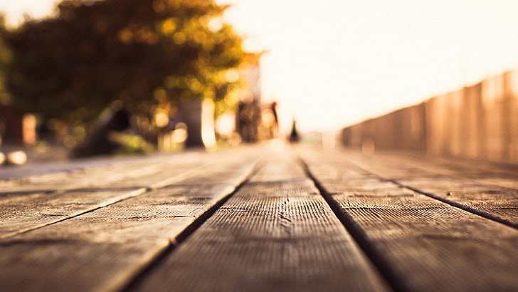 gray plank, selective focus photo of road, wood, wooden surface, HD wallpaper