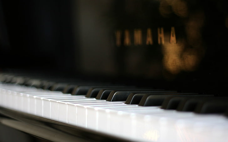 white and black Yamaha piano, music, musical instrument, musical equipment