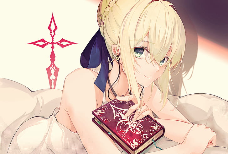 Fate Series, Fate/Stay Night, anime girls, blond hair, white dress