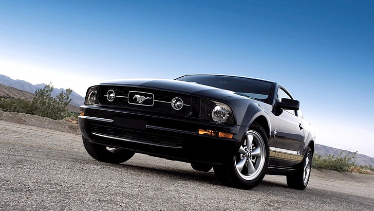 black Ford Mustang, muscle cars, transportation, mode of transportation