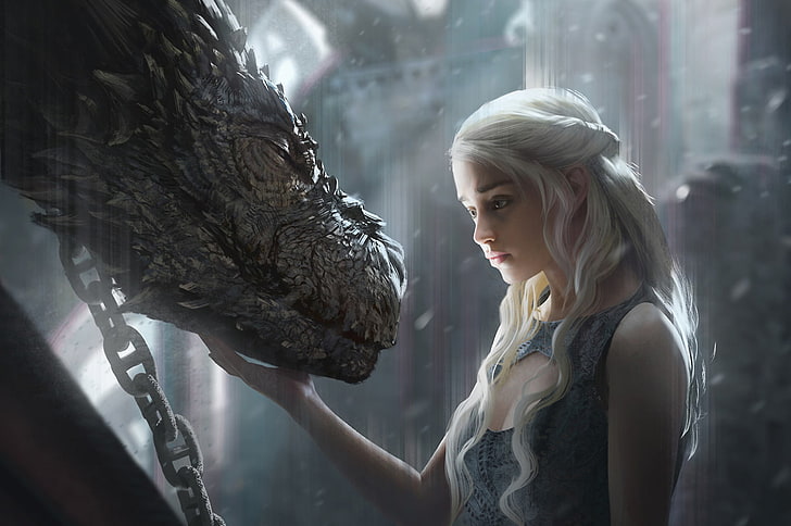 Game Of Thrones Daenerys, artwork, fantasy art, dragon, Daenerys Targaryen