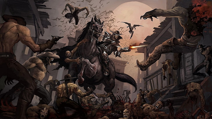 blood zombies weapons horses darkwatch 1920x1080  Animals Horses HD Art