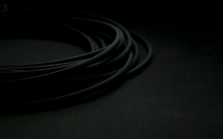black coated cable, wires, simple, indoors, no people, studio shot