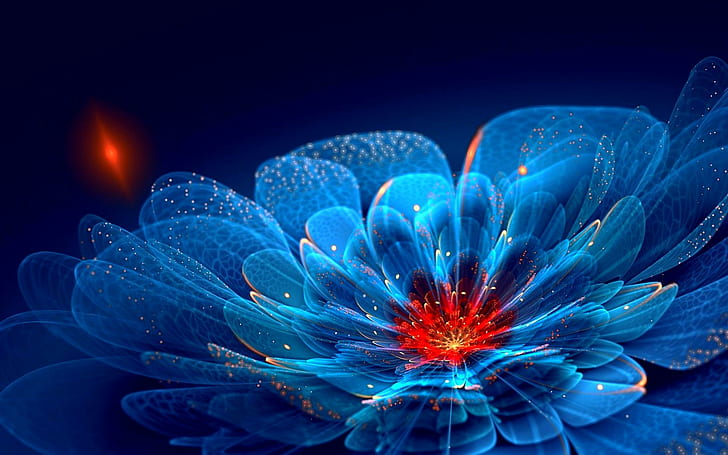 HD wallpaper: Neon Flower, sparkles, flower petals, blue, 3d and abstract |  Wallpaper Flare