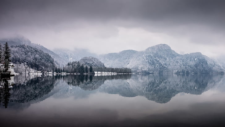 Lake Kochel, winter, Germany, nature, Bavaria, HD wallpaper