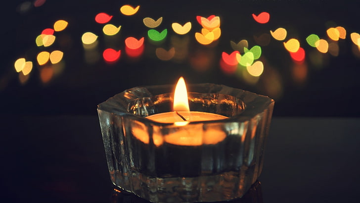 candles, fire, bokeh, lights, illuminated, burning, flame, close-up