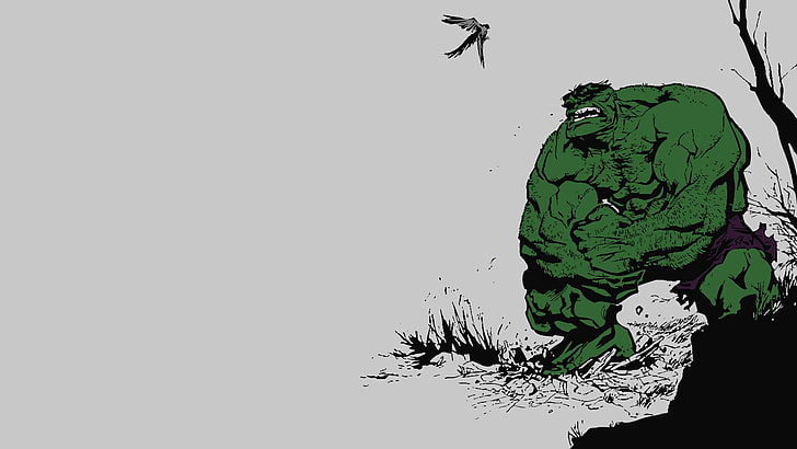 The Incredible Hulk illustration, Marvel Comics, drawing, copy space, HD wallpaper
