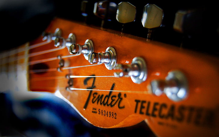 Fender Telecaster Head, brown Fender guitar headstock, Music